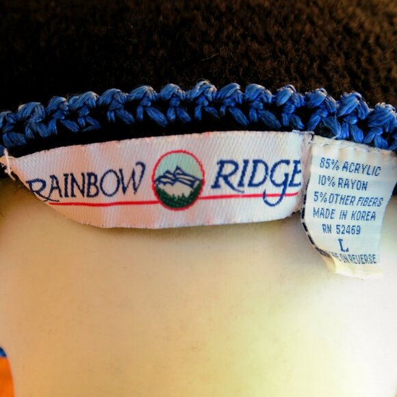 Rainbow Ridge Knit Pullover V-Neck Sweater Vintage 80s Vertical Stripes Large - Picture 5 of 5